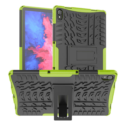 Tire Texture Kickstand Hybrid Hard PC Soft TPU Shockproof Protective Case for Lenovo Tab P11 TB-J606F / Tab P11 5G