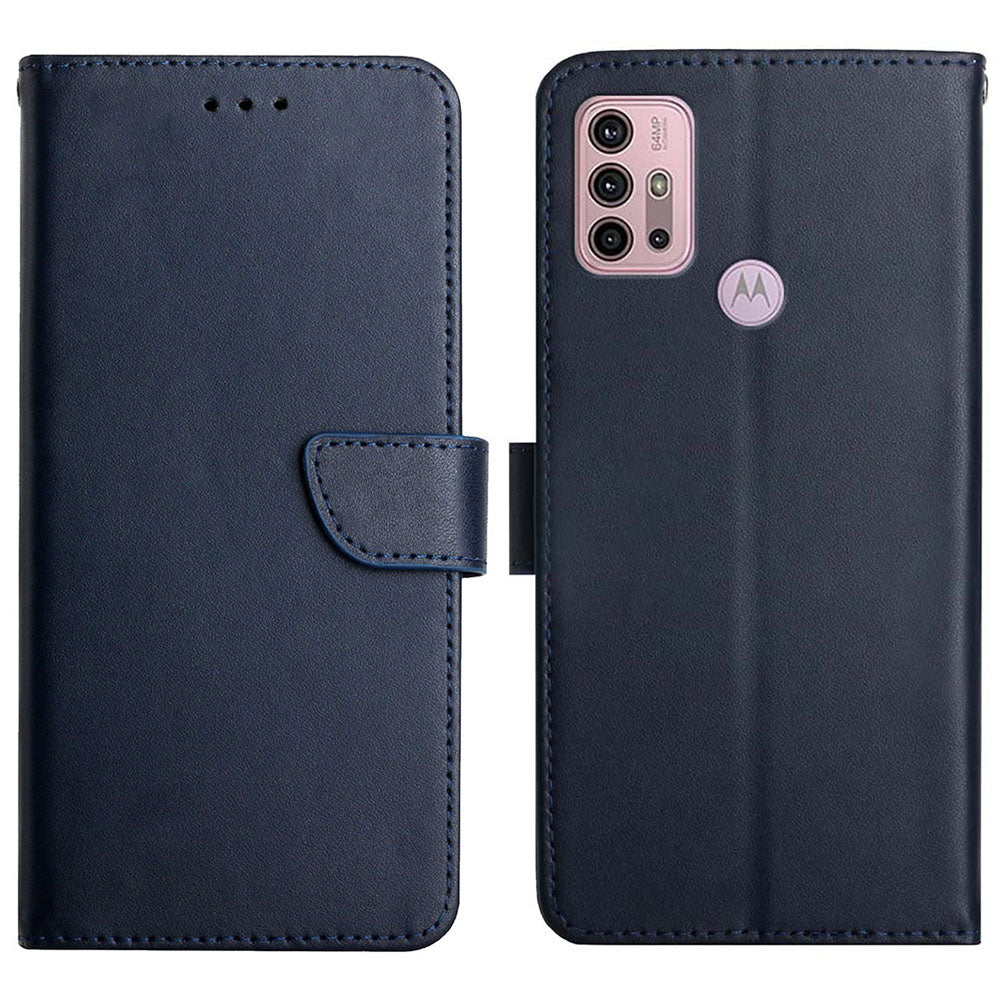 Magnetic Closure Flap Genuine Leather Nappa Texture Multifunction Wallet Stand Full Body Protective Phone Case for Motorola Moto G30/G20/G10