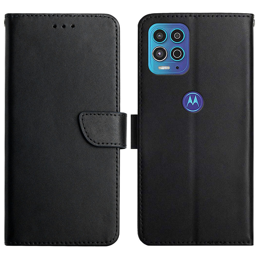 For Motorola Edge S / Moto G100 Phone Covering Shell Soft TPU+Genuine Leather Nappa Texture Multifunction Wallet Stand Full Body Protective Phone Case