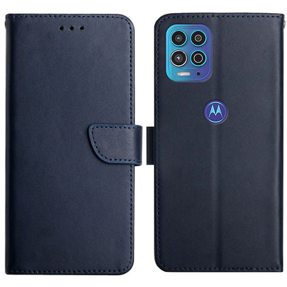 For Motorola Edge S / Moto G100 Phone Covering Shell Soft TPU+Genuine Leather Nappa Texture Multifunction Wallet Stand Full Body Protective Phone Case