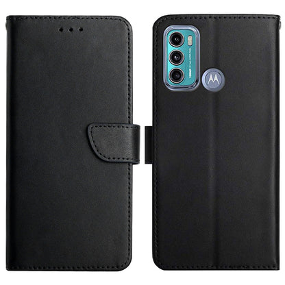 Anti-scratch Flip Phone Cover Genuine Leather TPU Nappa Texture Full Body Protective Phone Case for Motorola Moto G60 / G40 Fusion