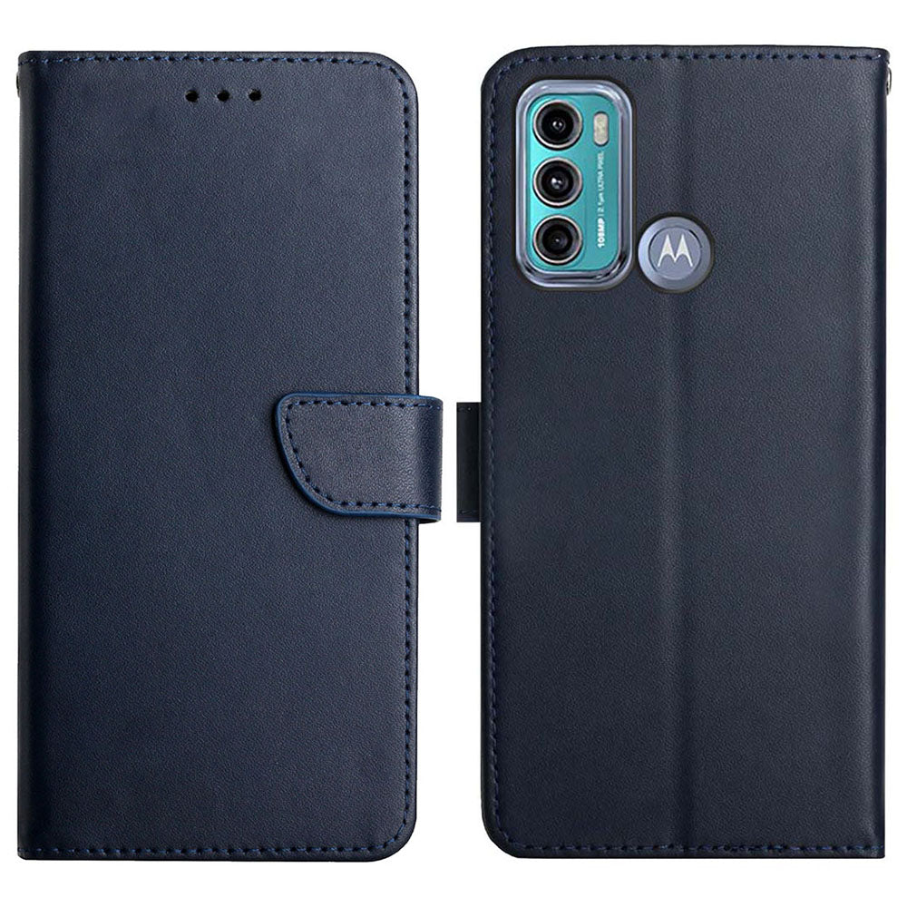 Anti-scratch Flip Phone Cover Genuine Leather TPU Nappa Texture Full Body Protective Phone Case for Motorola Moto G60 / G40 Fusion