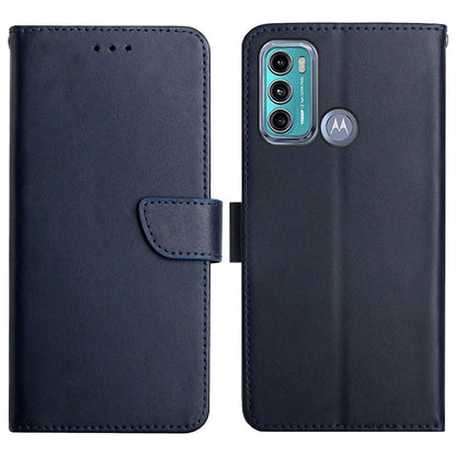 Anti-scratch Flip Phone Cover Genuine Leather TPU Nappa Texture Full Body Protective Phone Case for Motorola Moto G60 / G40 Fusion