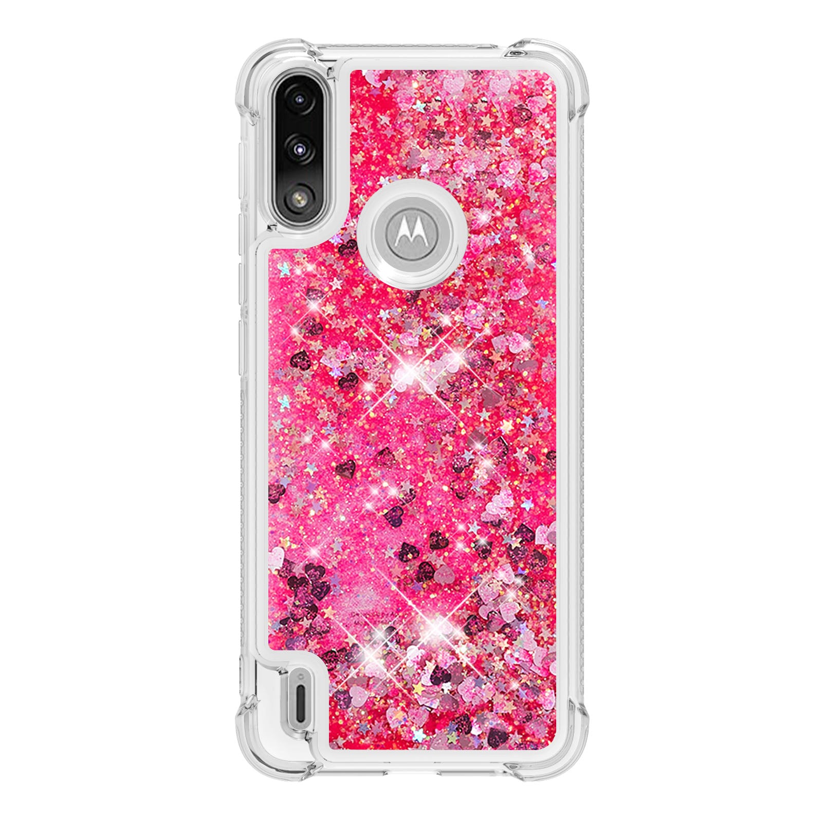 Reinforced Corner Quicksand Liquid Moving Glitter TPU Phone Case Cover for Motorola Moto E7 Power