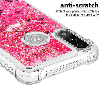 Reinforced Corner Quicksand Liquid Moving Glitter TPU Phone Case Cover for Motorola Moto E7 Power