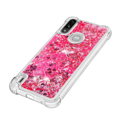 Reinforced Corner Quicksand Liquid Moving Glitter TPU Phone Case Cover for Motorola Moto E7 Power