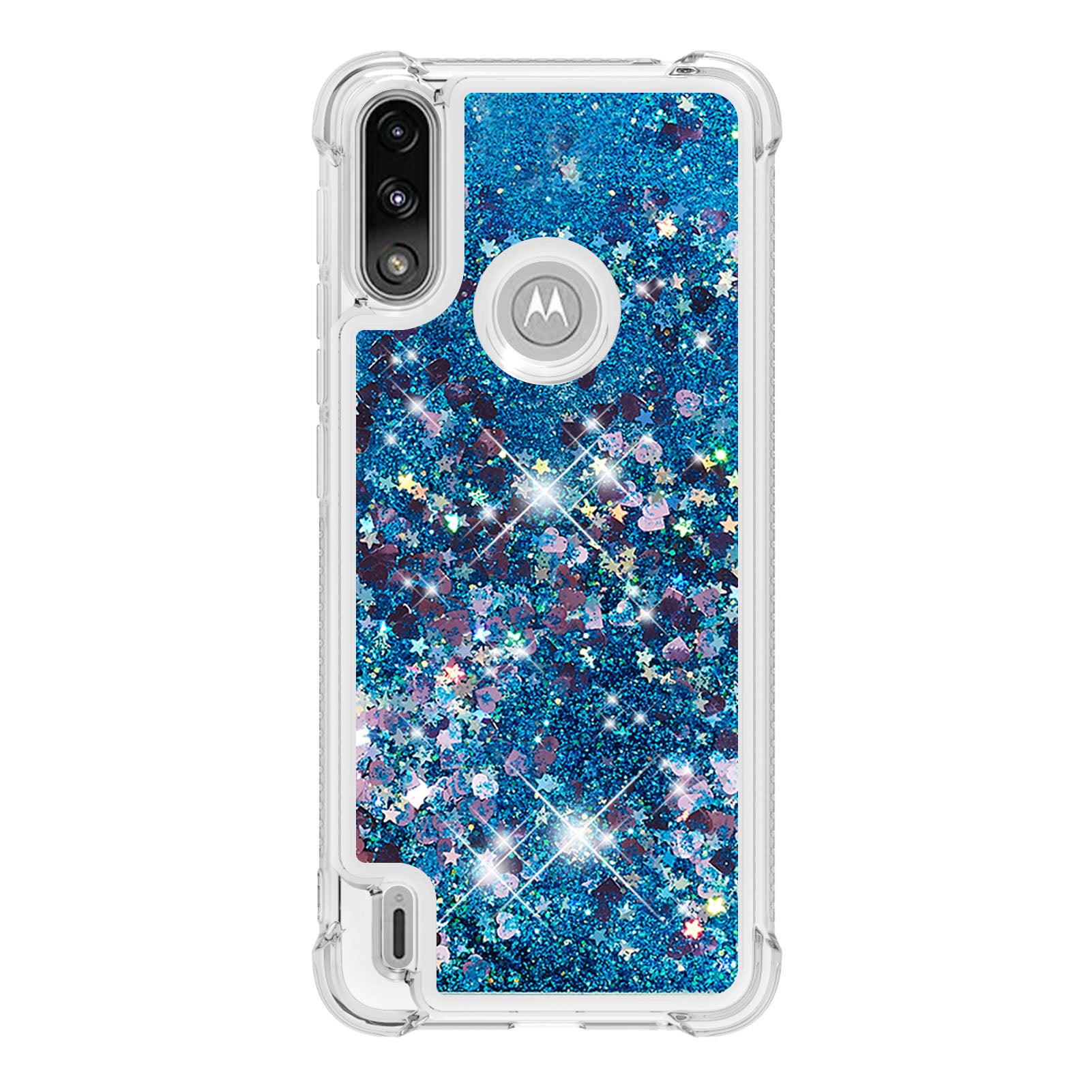 Reinforced Corner Quicksand Liquid Moving Glitter TPU Phone Case Cover for Motorola Moto E7 Power