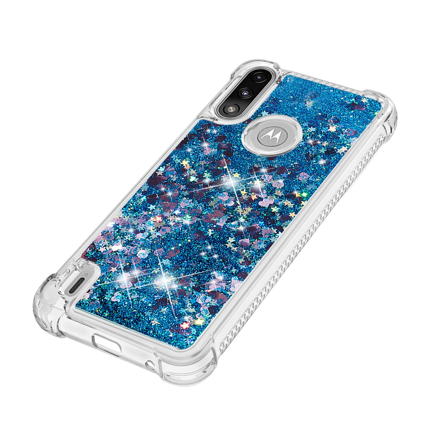 Reinforced Corner Quicksand Liquid Moving Glitter TPU Phone Case Cover for Motorola Moto E7 Power