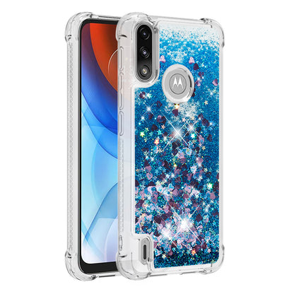 Reinforced Corner Quicksand Liquid Moving Glitter TPU Phone Case Cover for Motorola Moto E7 Power