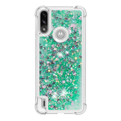 Reinforced Corner Quicksand Liquid Moving Glitter TPU Phone Case Cover for Motorola Moto E7 Power