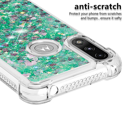 Reinforced Corner Quicksand Liquid Moving Glitter TPU Phone Case Cover for Motorola Moto E7 Power