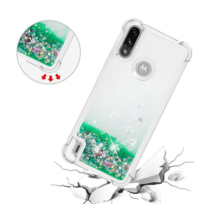 Reinforced Corner Quicksand Liquid Moving Glitter TPU Phone Case Cover for Motorola Moto E7 Power