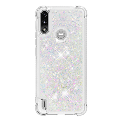 Reinforced Corner Quicksand Liquid Moving Glitter TPU Phone Case Cover for Motorola Moto E7 Power