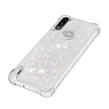 Reinforced Corner Quicksand Liquid Moving Glitter TPU Phone Case Cover for Motorola Moto E7 Power