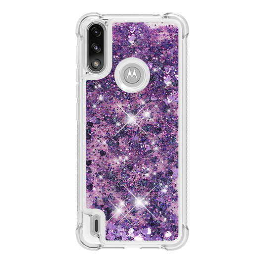 Reinforced Corner Quicksand Liquid Moving Glitter TPU Phone Case Cover for Motorola Moto E7 Power