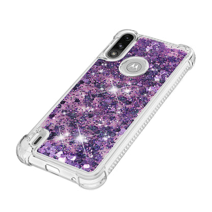 Reinforced Corner Quicksand Liquid Moving Glitter TPU Phone Case Cover for Motorola Moto E7 Power