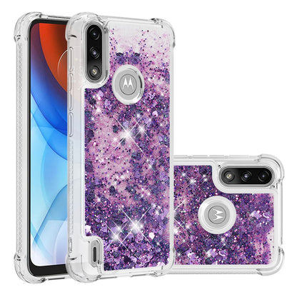 Reinforced Corner Quicksand Liquid Moving Glitter TPU Phone Case Cover for Motorola Moto E7 Power