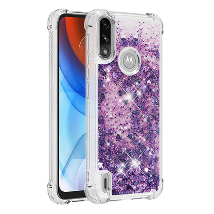 Reinforced Corner Quicksand Liquid Moving Glitter TPU Phone Case Cover for Motorola Moto E7 Power