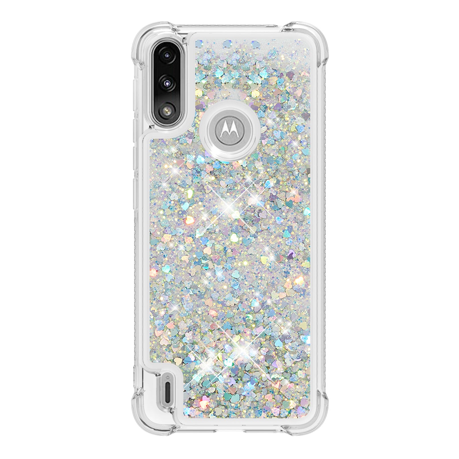 Reinforced Corner Quicksand Liquid Moving Glitter TPU Phone Case Cover for Motorola Moto E7 Power