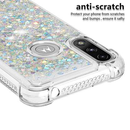 Reinforced Corner Quicksand Liquid Moving Glitter TPU Phone Case Cover for Motorola Moto E7 Power