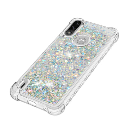 Reinforced Corner Quicksand Liquid Moving Glitter TPU Phone Case Cover for Motorola Moto E7 Power