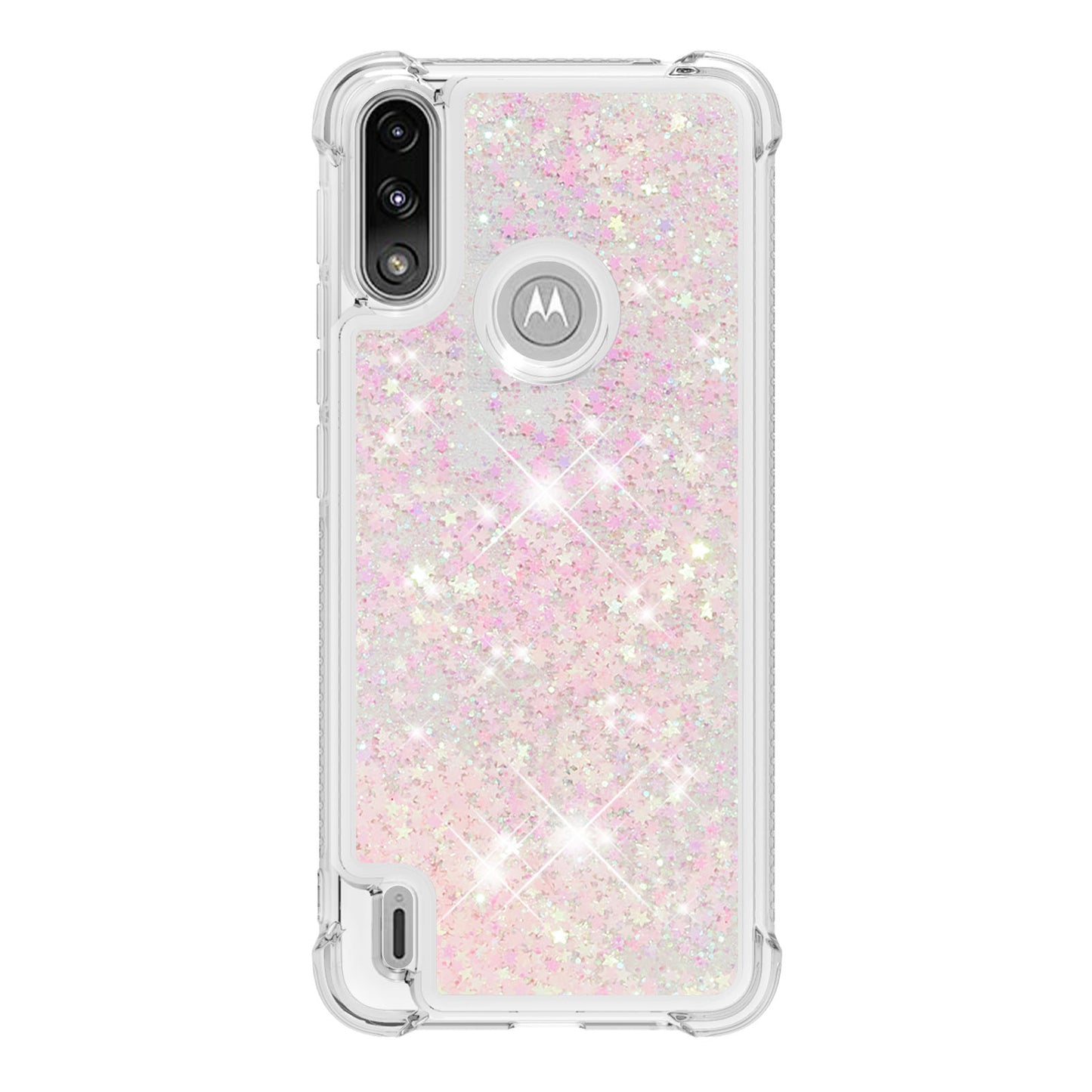 Reinforced Corner Quicksand Liquid Moving Glitter TPU Phone Case Cover for Motorola Moto E7 Power