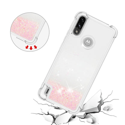 Reinforced Corner Quicksand Liquid Moving Glitter TPU Phone Case Cover for Motorola Moto E7 Power