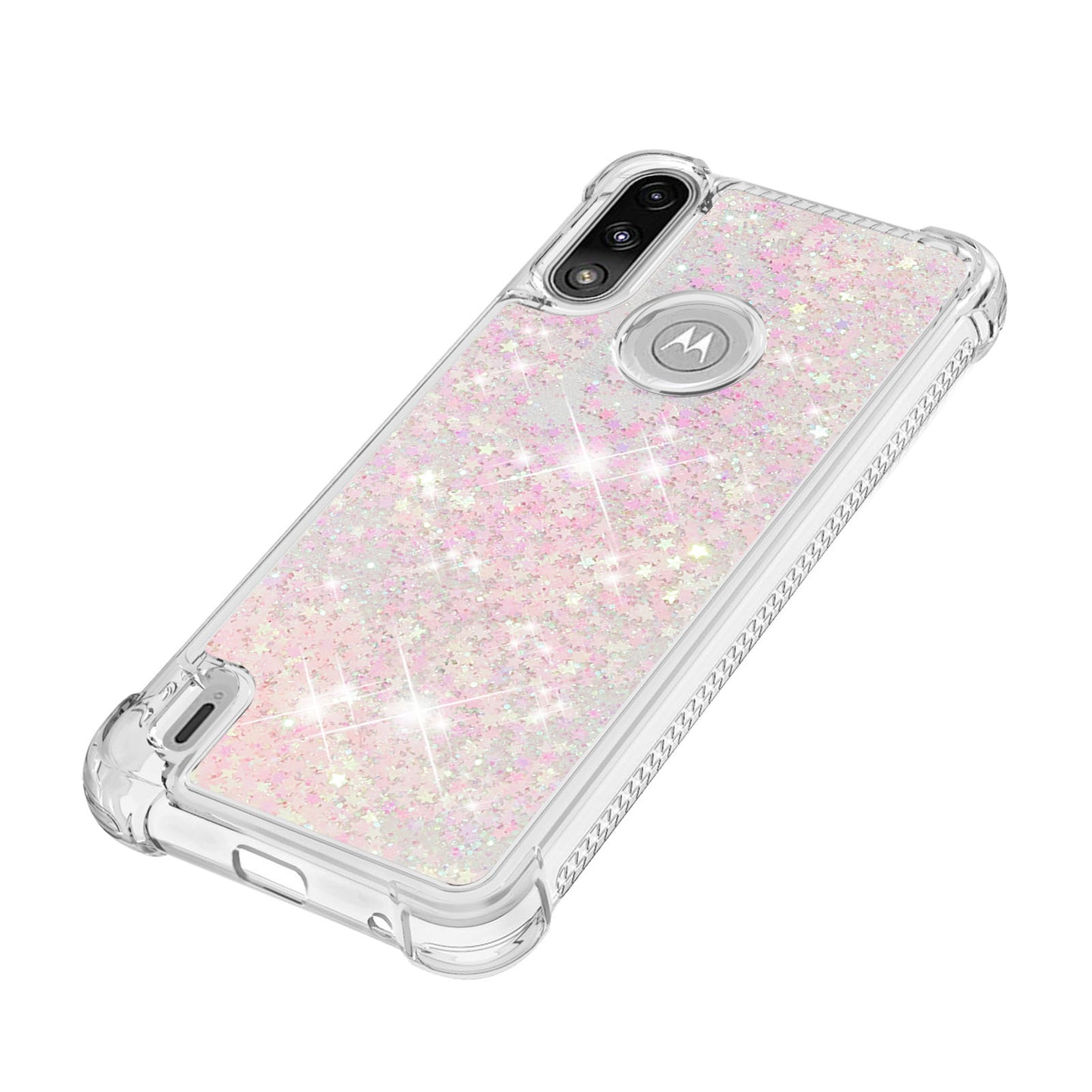 Reinforced Corner Quicksand Liquid Moving Glitter TPU Phone Case Cover for Motorola Moto E7 Power