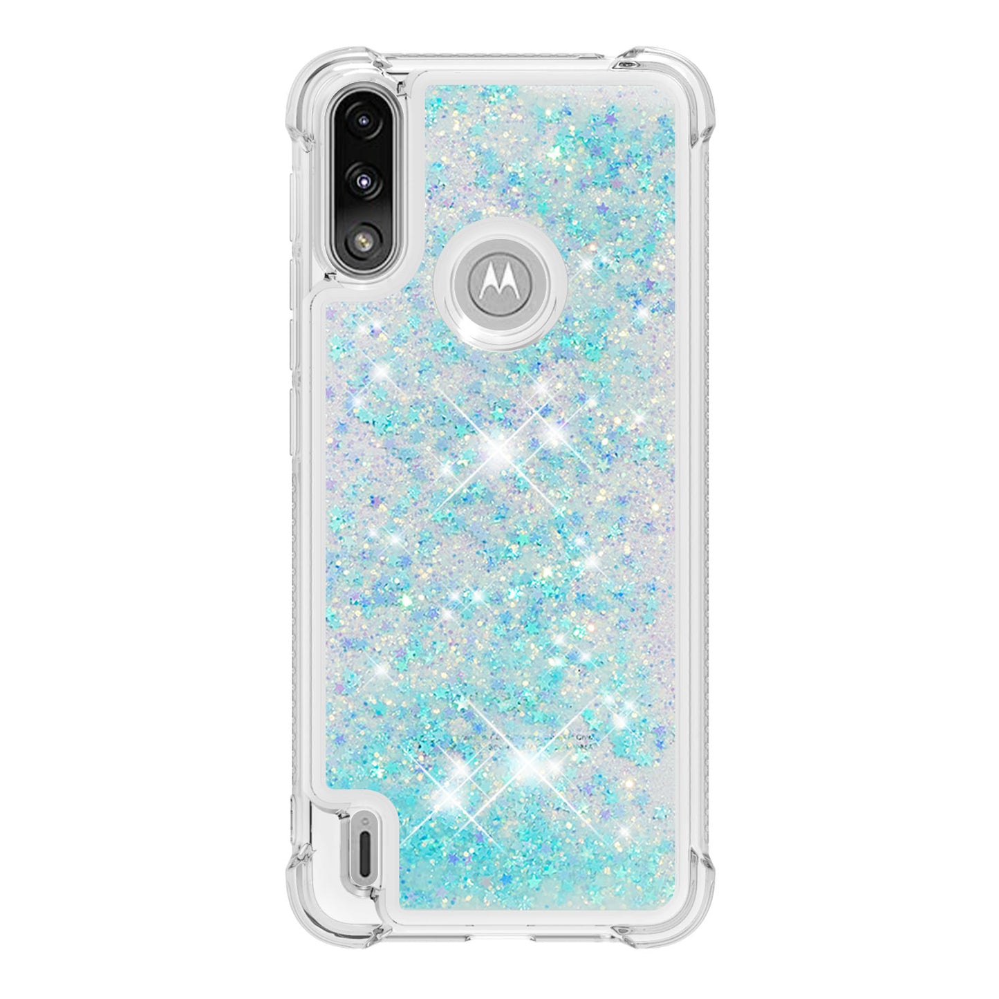 Reinforced Corner Quicksand Liquid Moving Glitter TPU Phone Case Cover for Motorola Moto E7 Power