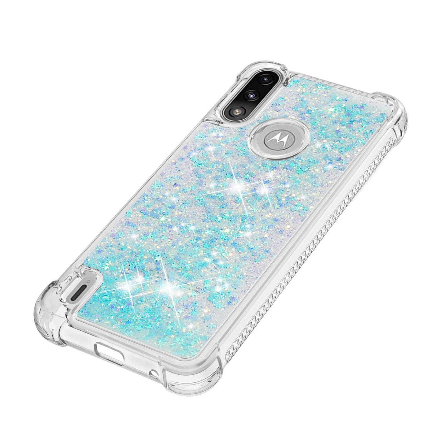 Reinforced Corner Quicksand Liquid Moving Glitter TPU Phone Case Cover for Motorola Moto E7 Power