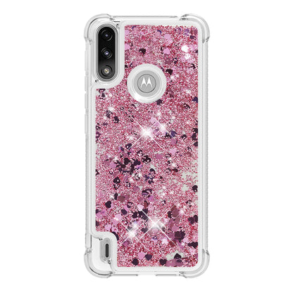 Reinforced Corner Quicksand Liquid Moving Glitter TPU Phone Case Cover for Motorola Moto E7 Power