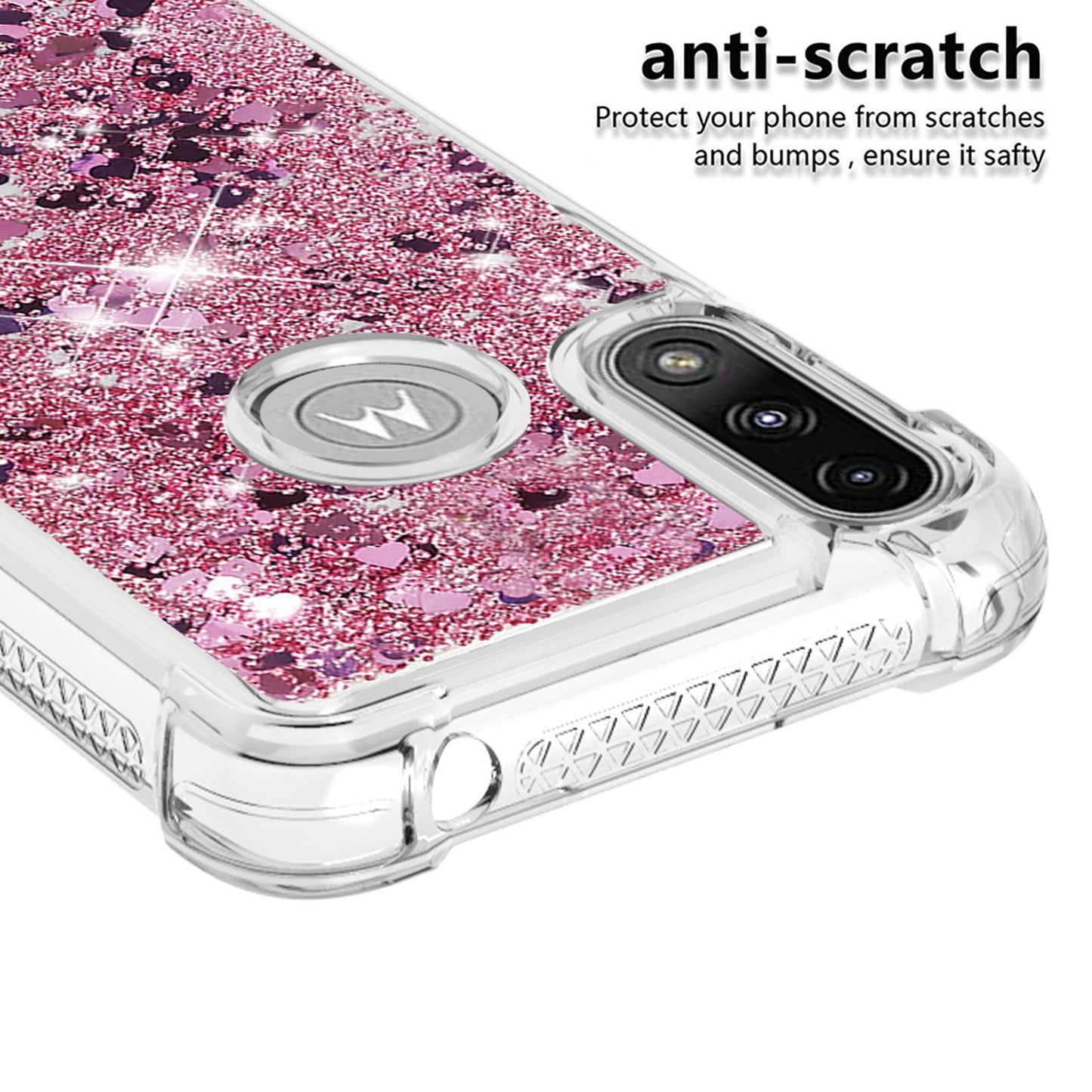 Reinforced Corner Quicksand Liquid Moving Glitter TPU Phone Case Cover for Motorola Moto E7 Power