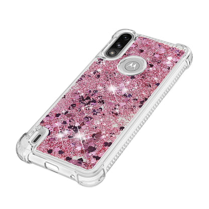 Reinforced Corner Quicksand Liquid Moving Glitter TPU Phone Case Cover for Motorola Moto E7 Power