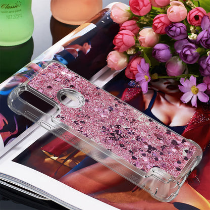 Reinforced Corner Quicksand Liquid Moving Glitter TPU Phone Case Cover for Motorola Moto E7 Power