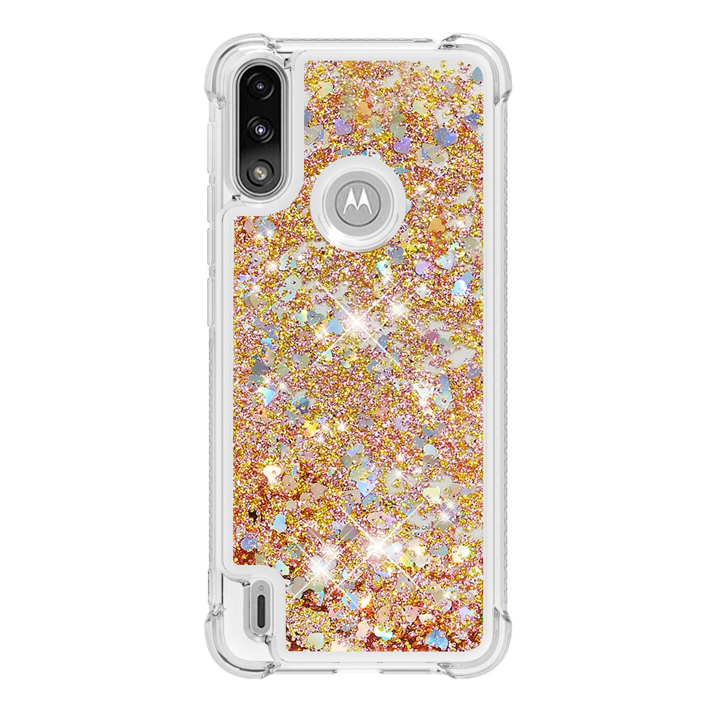 Reinforced Corner Quicksand Liquid Moving Glitter TPU Phone Case Cover for Motorola Moto E7 Power