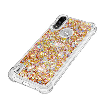 Reinforced Corner Quicksand Liquid Moving Glitter TPU Phone Case Cover for Motorola Moto E7 Power