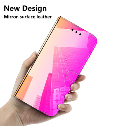 Premium PU Leather+TPU Mirror-like Surface Handy Strap Phone Covering Wallet Stand Phone Case for Motorola Moto E40/E30/E20