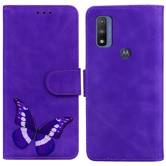 Adjustable Stand Butterfly Printing Skin-touch Leather Wallet Case Phone Cover for Motorola Moto E40/E30/E20