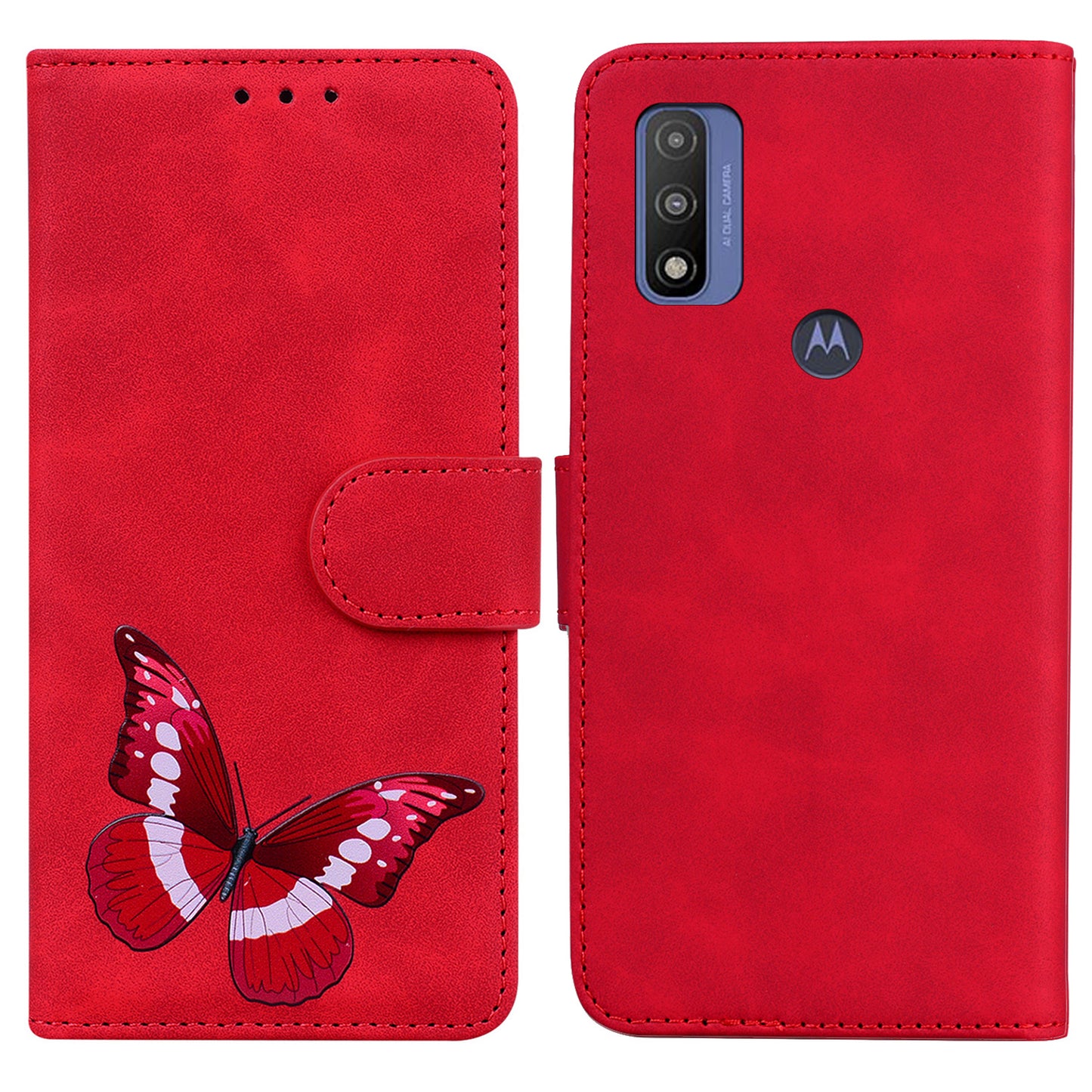 Adjustable Stand Butterfly Printing Skin-touch Leather Wallet Case Phone Cover for Motorola Moto E40/E30/E20