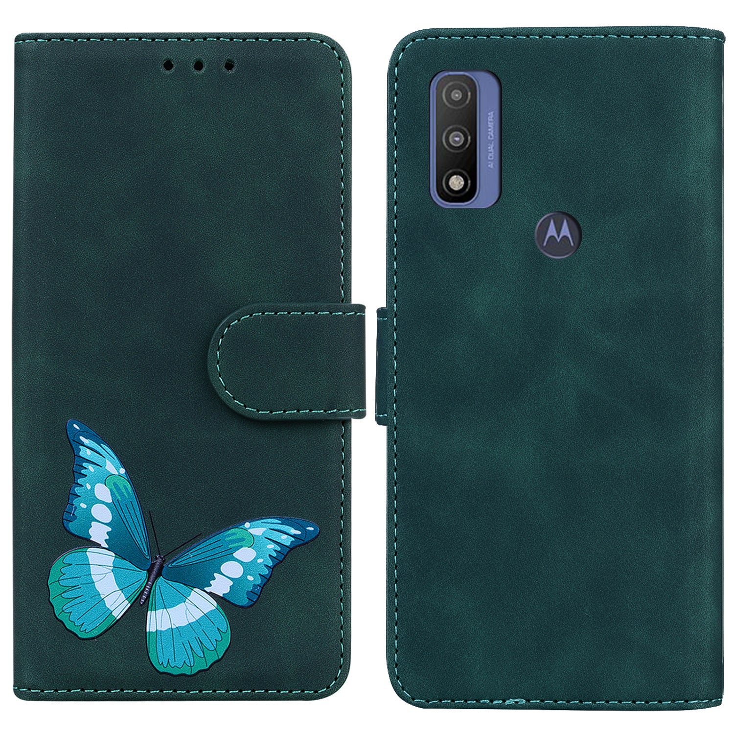 Adjustable Stand Butterfly Printing Skin-touch Leather Wallet Case Phone Cover for Motorola Moto E40/E30/E20