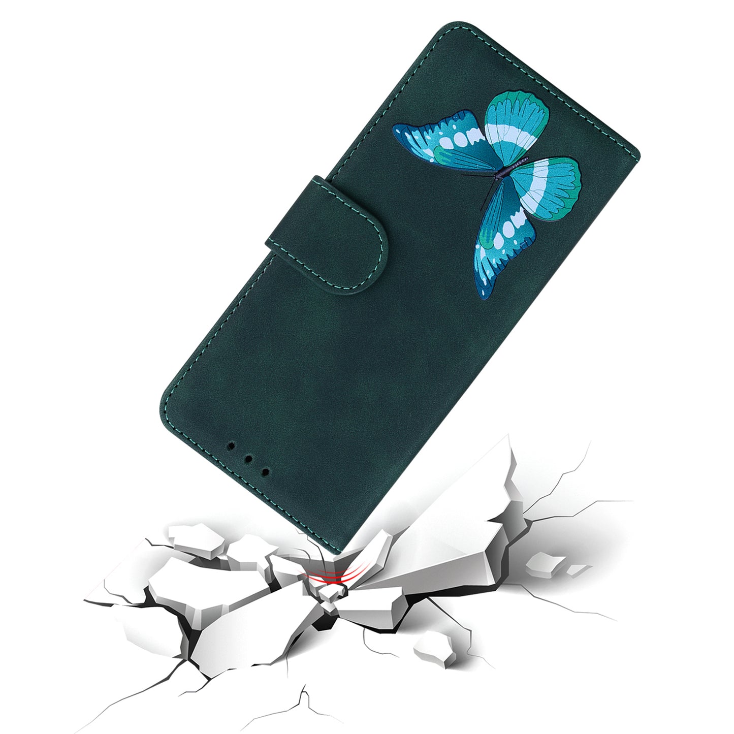 Adjustable Stand Butterfly Printing Skin-touch Leather Wallet Case Phone Cover for Motorola Moto E40/E30/E20