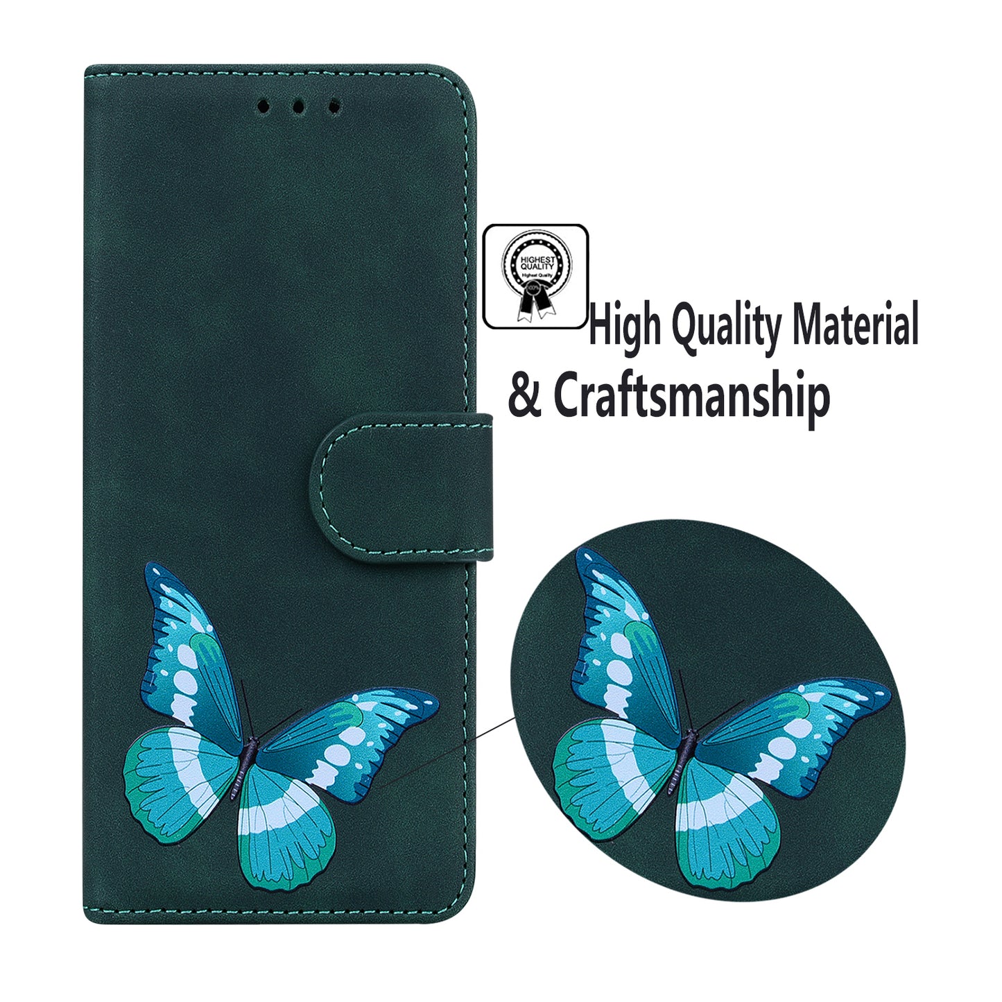 Adjustable Stand Butterfly Printing Skin-touch Leather Wallet Case Phone Cover for Motorola Moto E40/E30/E20