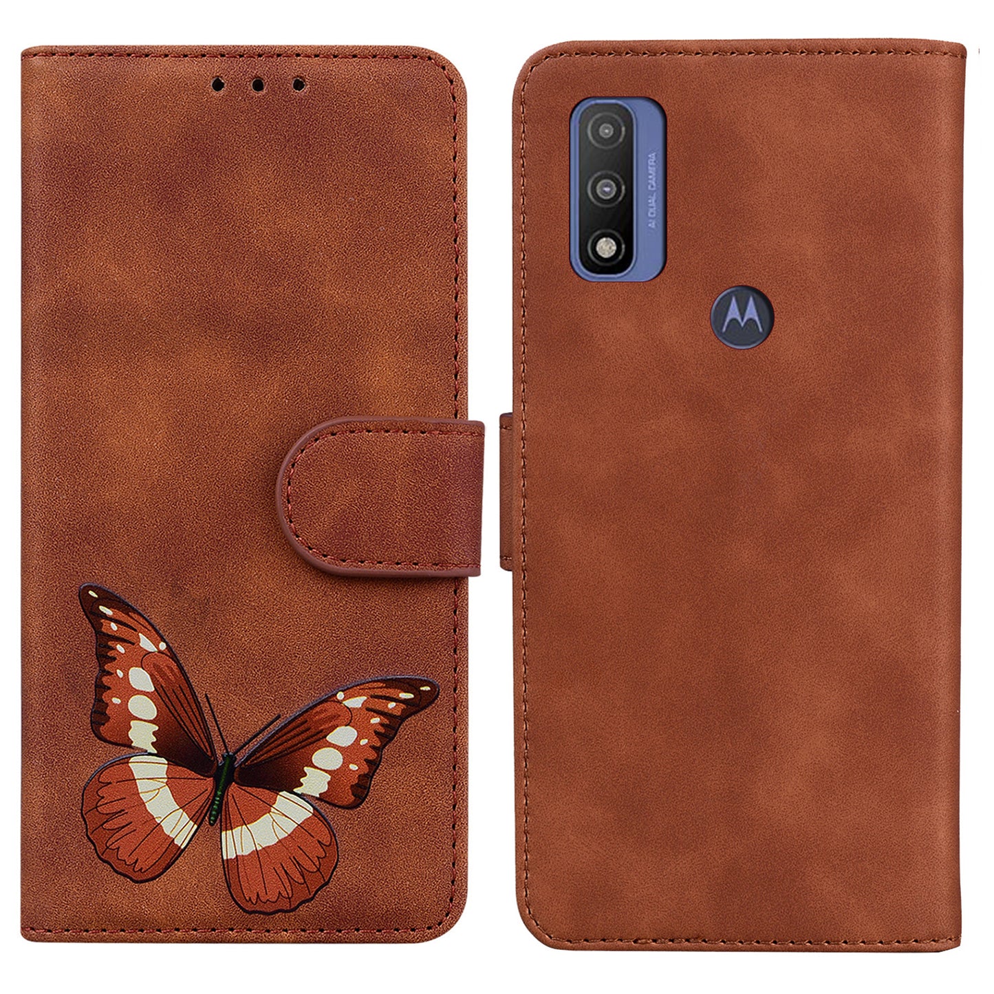 Adjustable Stand Butterfly Printing Skin-touch Leather Wallet Case Phone Cover for Motorola Moto E40/E30/E20