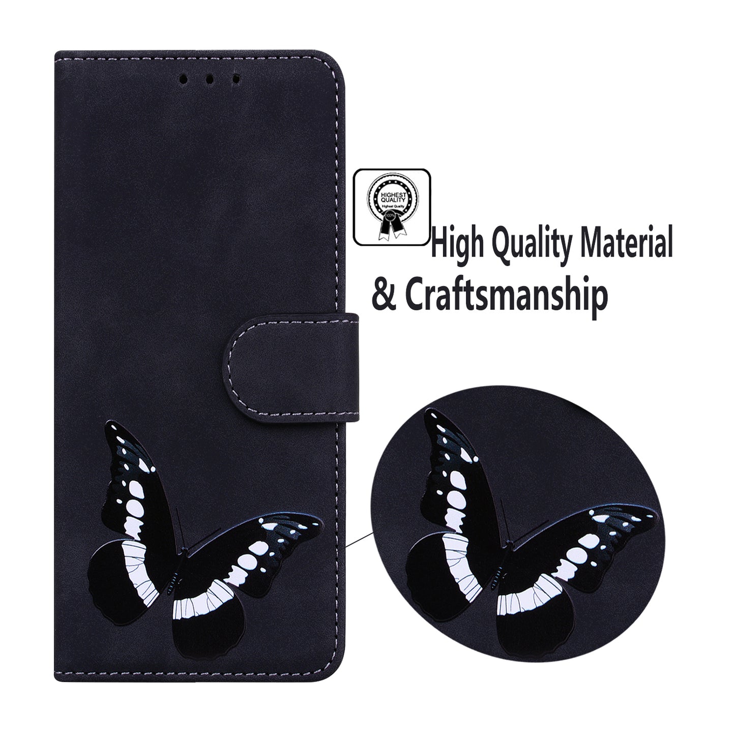 Adjustable Stand Butterfly Printing Skin-touch Leather Wallet Case Phone Cover for Motorola Moto E40/E30/E20