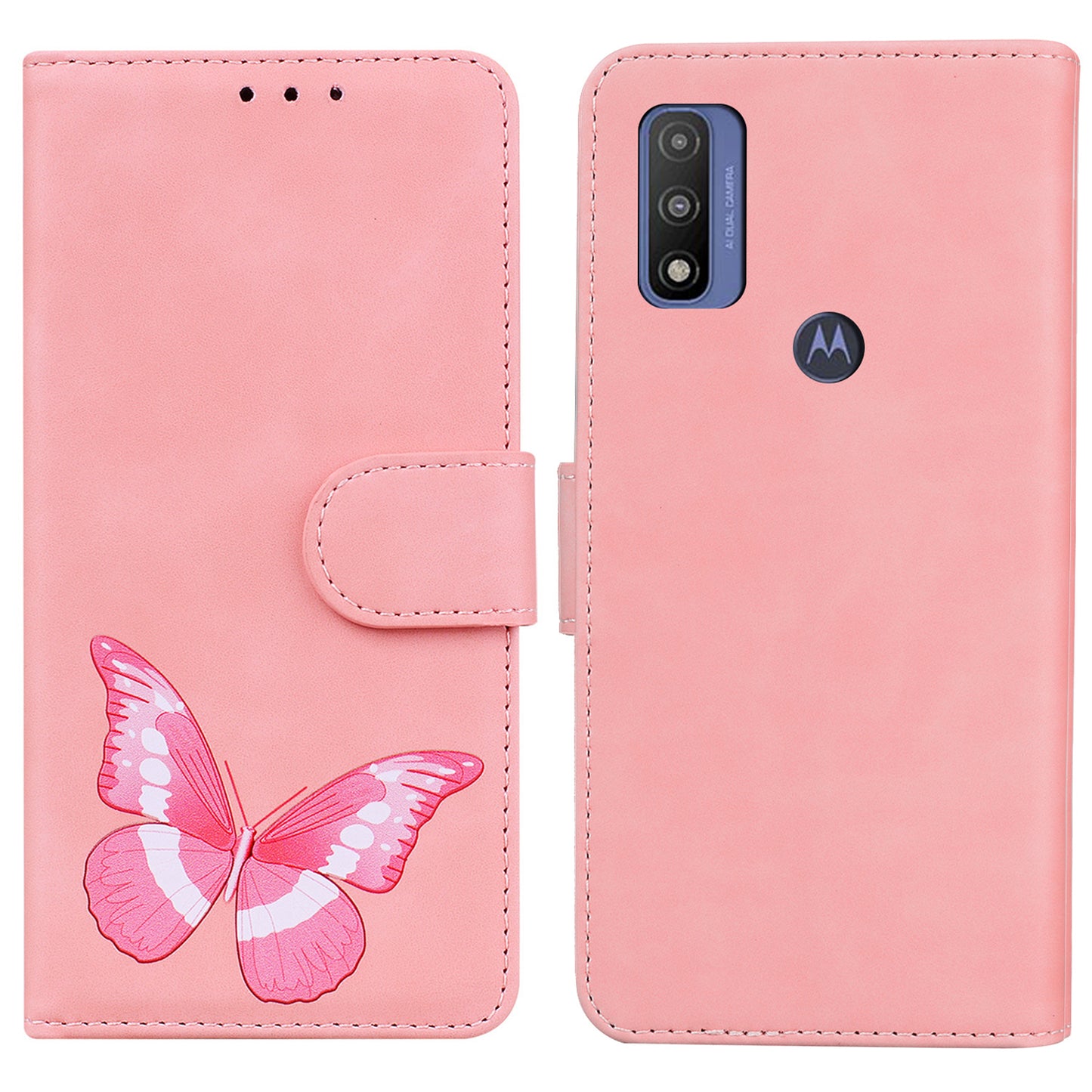 Adjustable Stand Butterfly Printing Skin-touch Leather Wallet Case Phone Cover for Motorola Moto E40/E30/E20