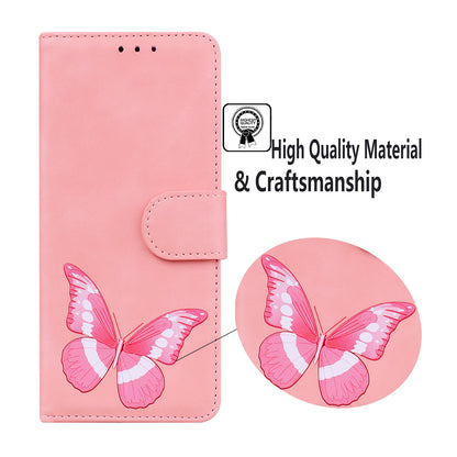 Adjustable Stand Butterfly Printing Skin-touch Leather Wallet Case Phone Cover for Motorola Moto E40/E30/E20