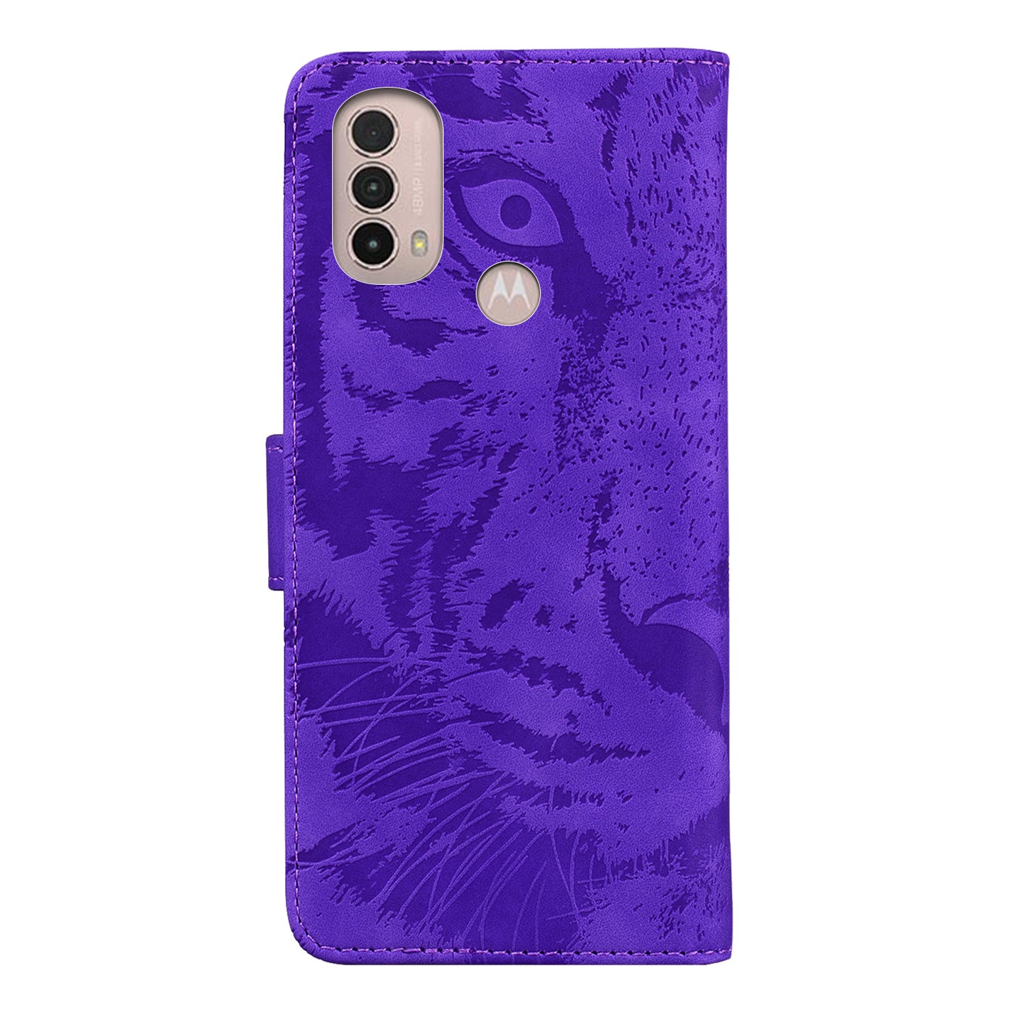 Tiger Imprinted PU Leather Mobile Phone Protective Case Cover with Wallet Stand for Motorola Moto E20/E30/E40