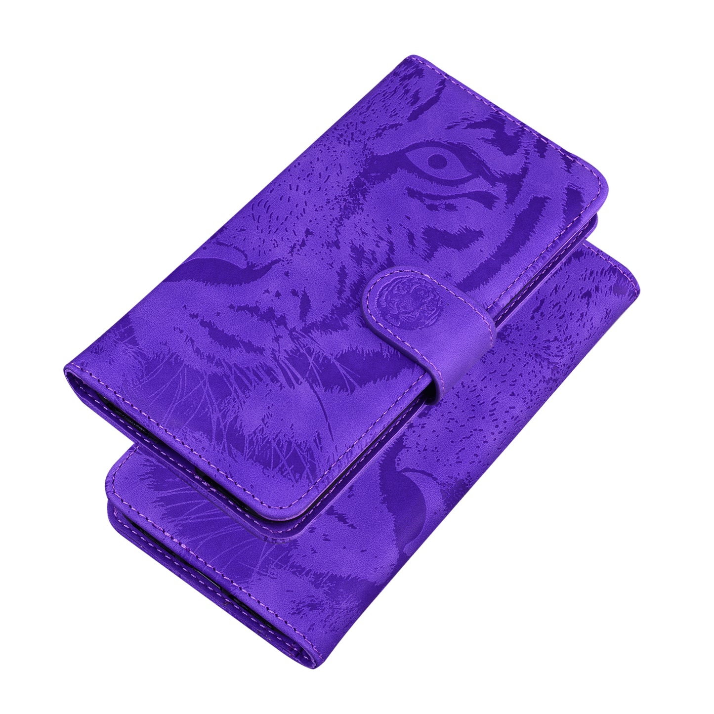 Tiger Imprinted PU Leather Mobile Phone Protective Case Cover with Wallet Stand for Motorola Moto E20/E30/E40