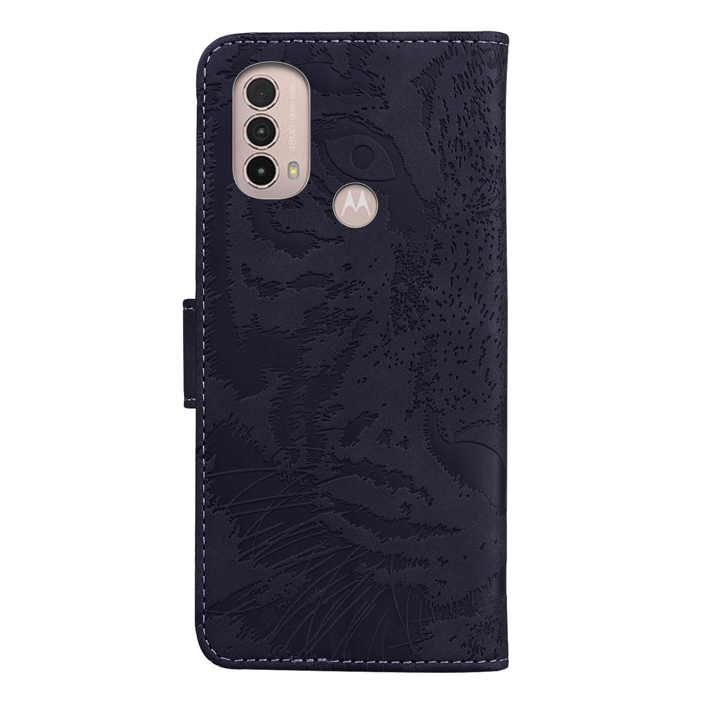 Tiger Imprinted PU Leather Mobile Phone Protective Case Cover with Wallet Stand for Motorola Moto E20/E30/E40