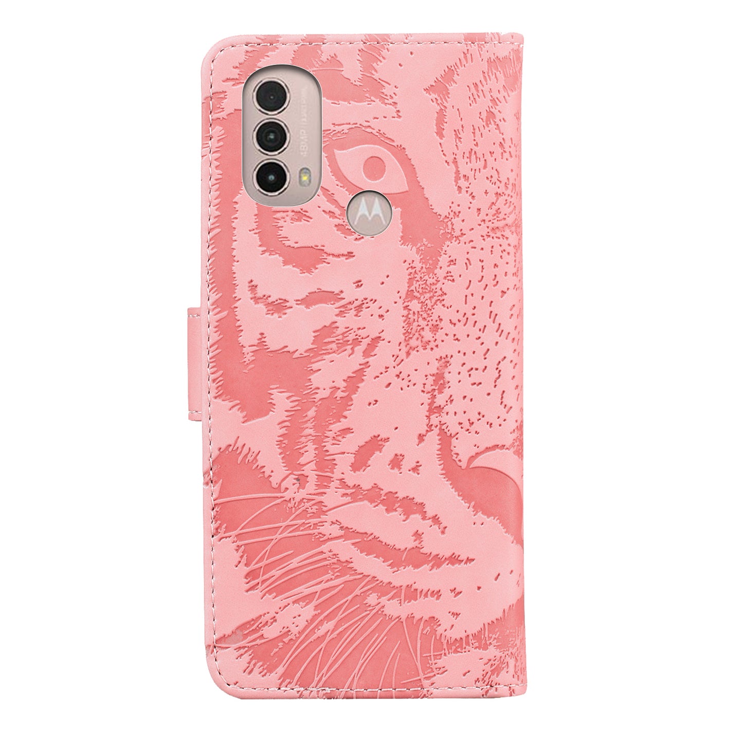 Tiger Imprinted PU Leather Mobile Phone Protective Case Cover with Wallet Stand for Motorola Moto E20/E30/E40